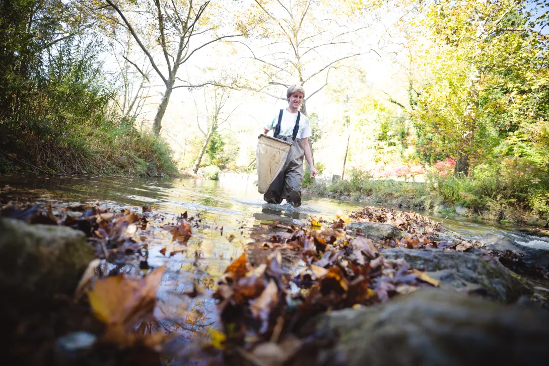 Professor Bob Booth's hands-on ecology classes take students to Bethlehem rivers and forests