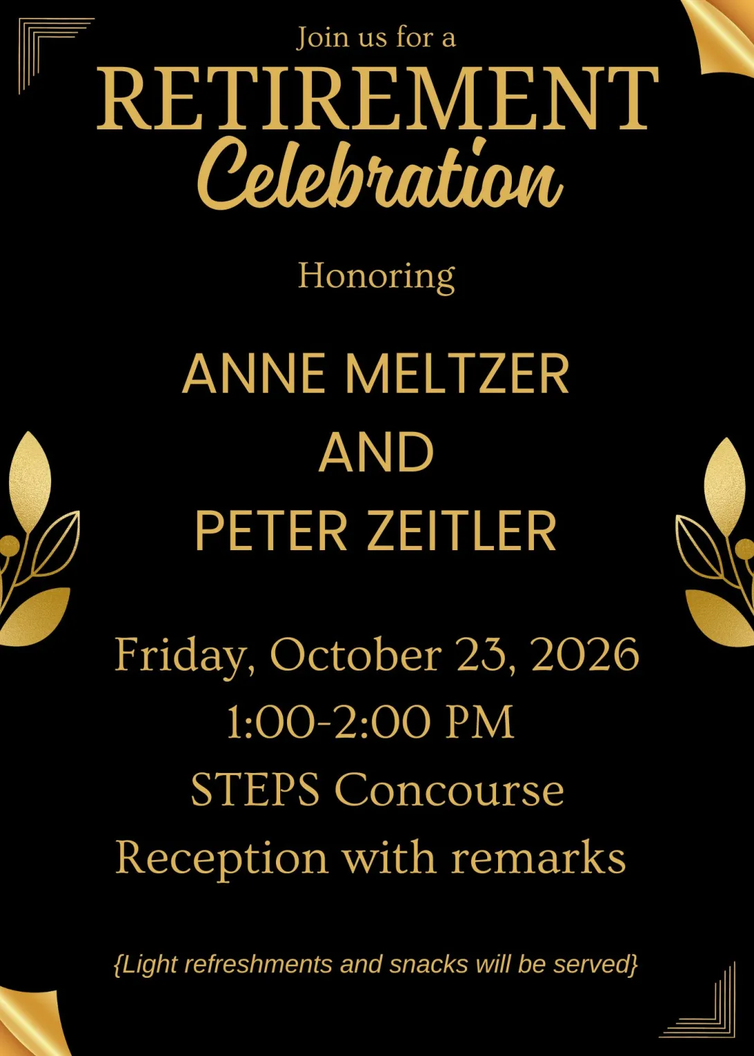 Retirement Celebration Reception flyer